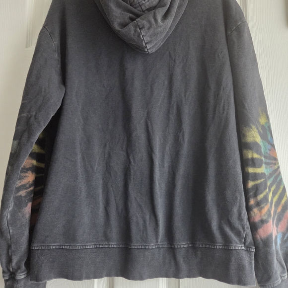 Black Hoodie with Colorful Graphic and Tie-Dye Sleeves - Picture 5 of 5